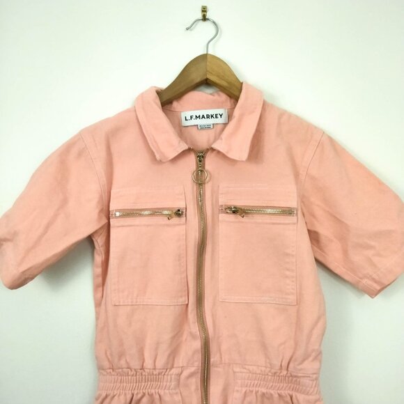 L.F. Markey Danny Playsuit in Coral Pink 4 - Picture 4 of 8